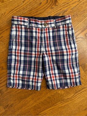 The Beaufort Bonnet Company Navy, Red & White Plaid Boys Shorts